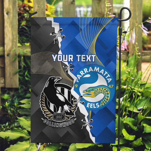 Custom Magpies Football And Eels Rugby Garden Flag Dynamic Style