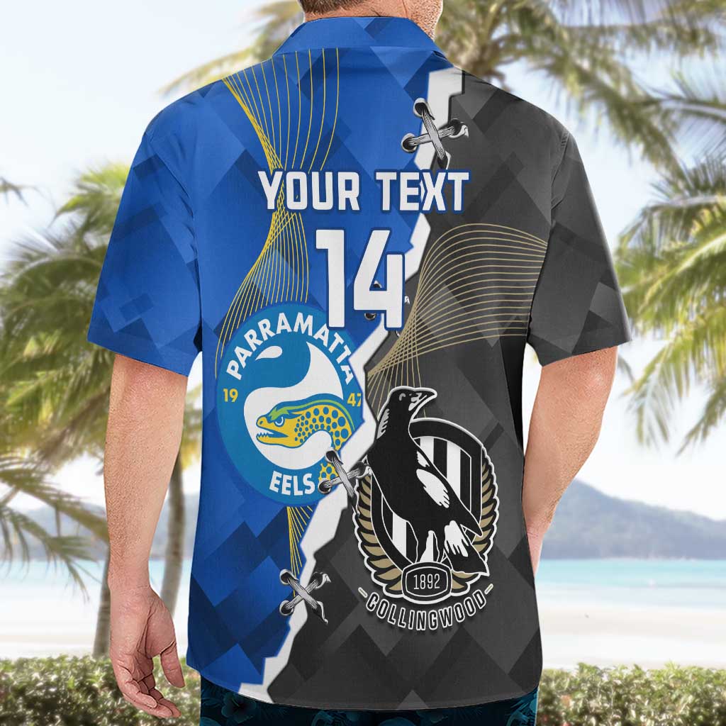Custom Magpies Football And Eels Rugby Hawaiian Shirt Dynamic Style