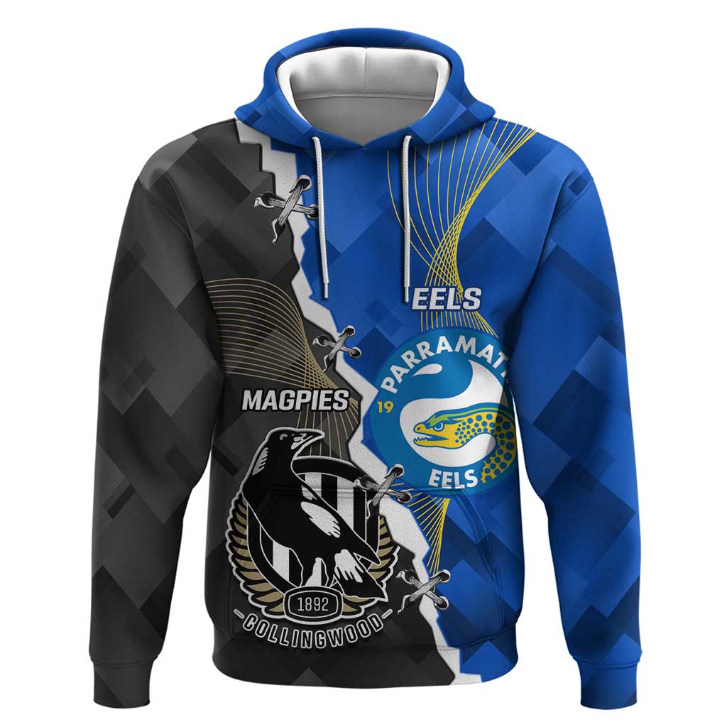 Custom Magpies Football And Eels Rugby Hoodie Dynamic Style