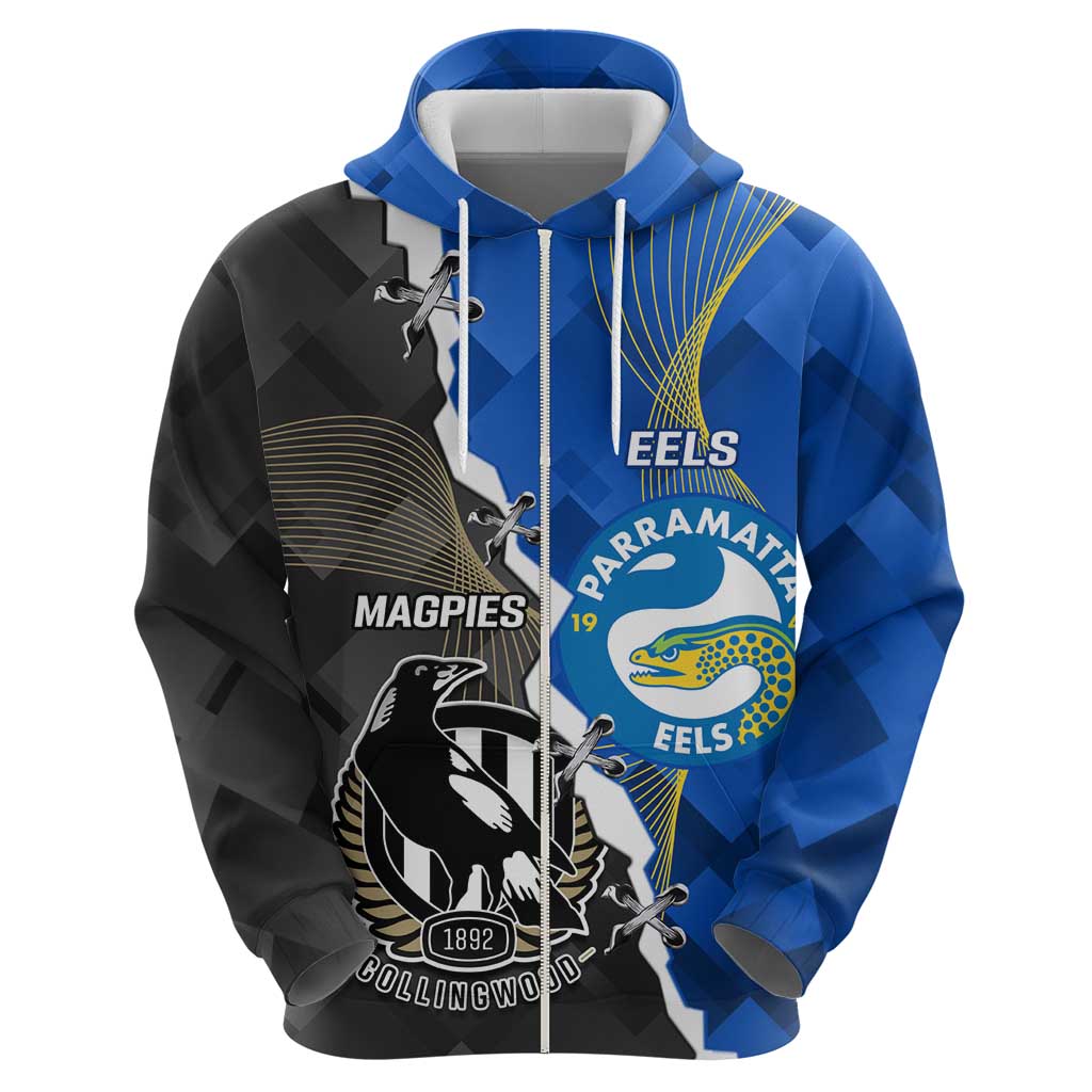 Custom Magpies Football And Eels Rugby Hoodie Dynamic Style