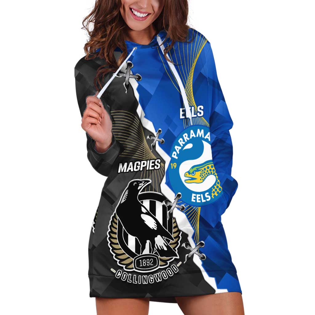 Custom Magpies Football And Eels Rugby Hoodie Dress Dynamic Style