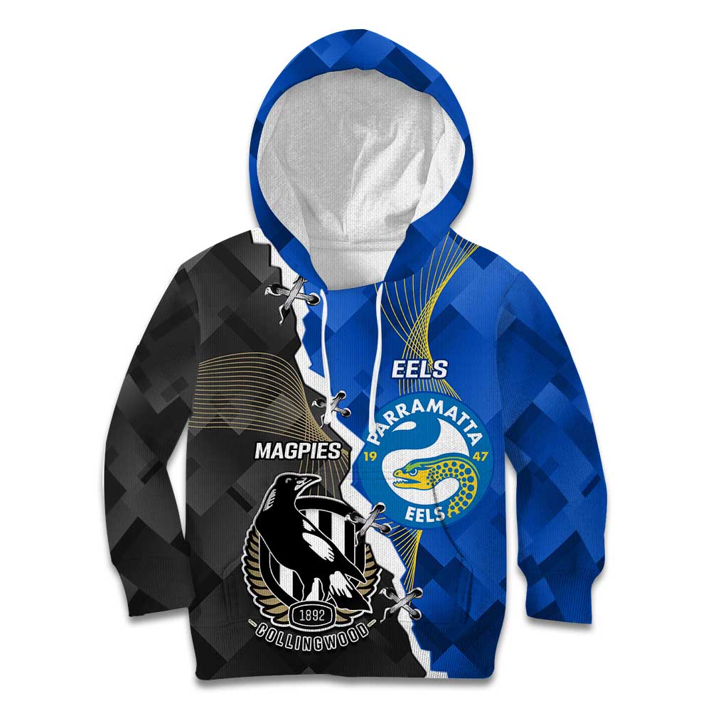 Custom Magpies Football And Eels Rugby Kid Hoodie Dynamic Style