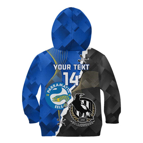 Custom Magpies Football And Eels Rugby Kid Hoodie Dynamic Style