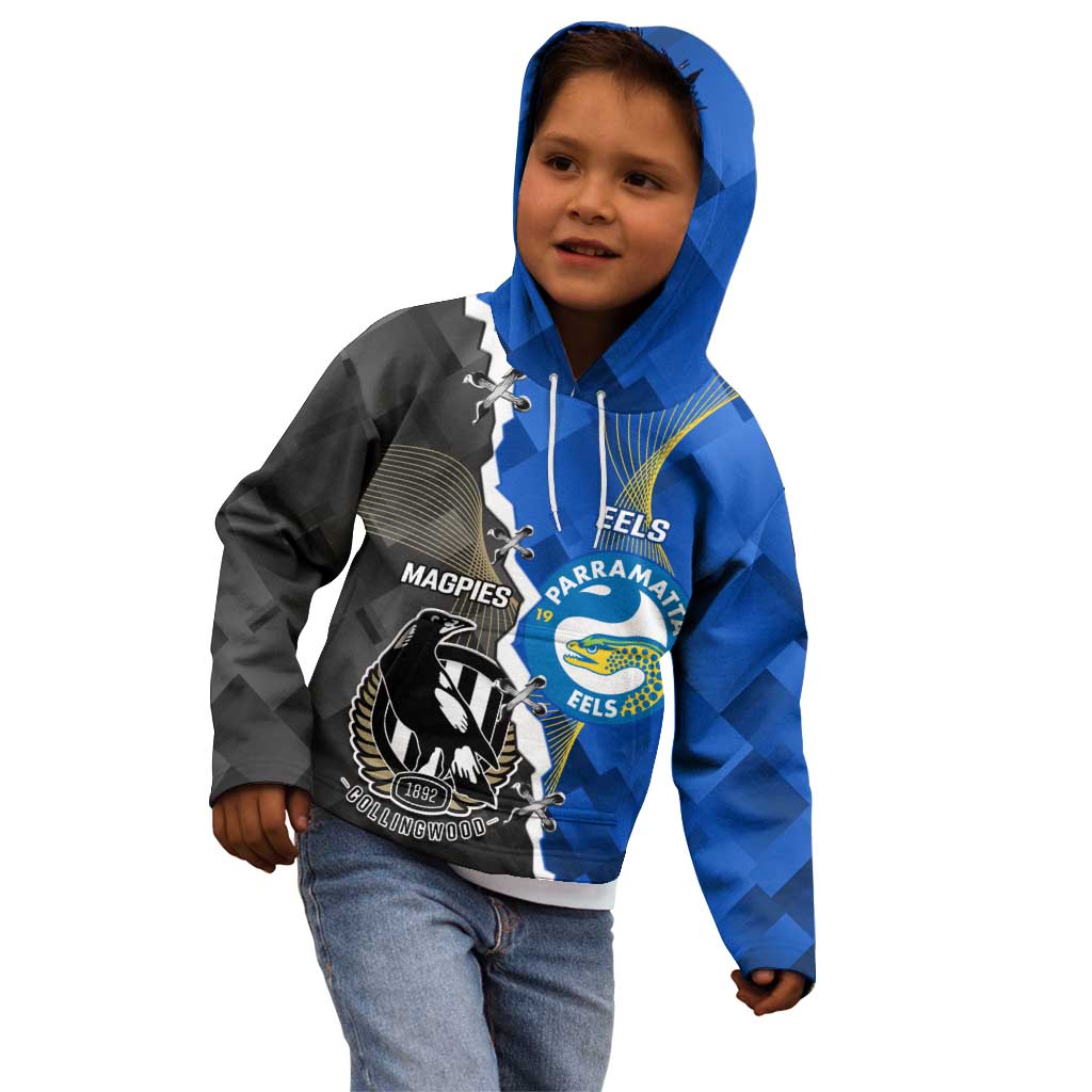 Custom Magpies Football And Eels Rugby Kid Hoodie Dynamic Style