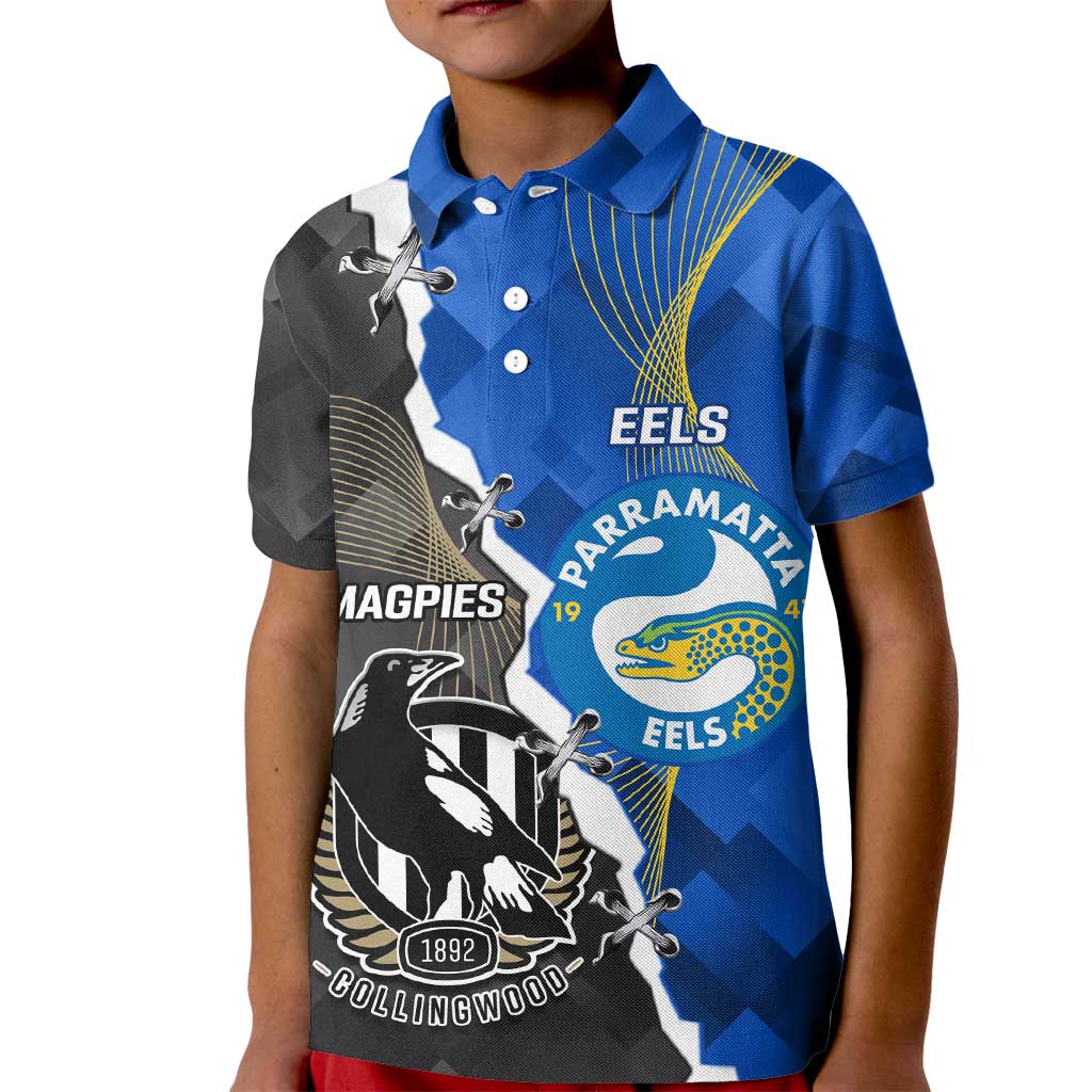 Custom Magpies Football And Eels Rugby Kid Polo Shirt Dynamic Style