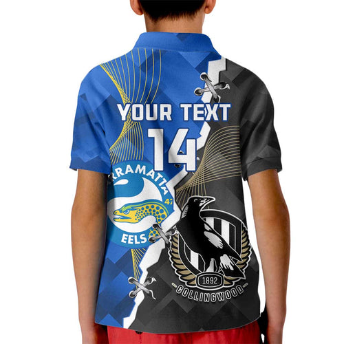 Custom Magpies Football And Eels Rugby Kid Polo Shirt Dynamic Style