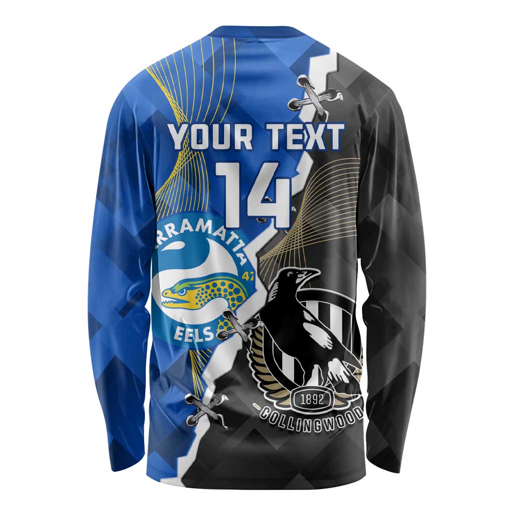Custom Magpies Football And Eels Rugby Long Sleeve Shirt Dynamic Style