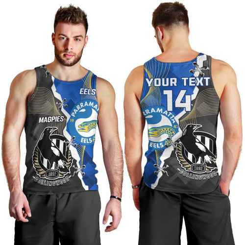 Custom Magpies Football And Eels Rugby Men Tank Top Dynamic Style