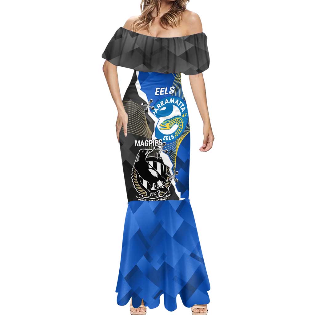 Custom Magpies Football And Eels Rugby Mermaid Dress Dynamic Style