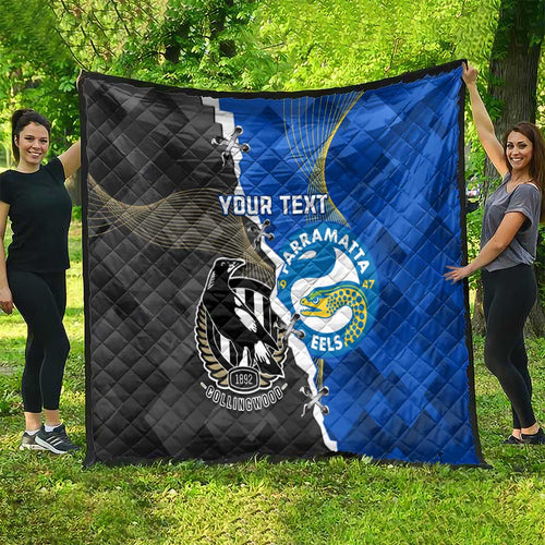 Custom Magpies Football And Eels Rugby Quilt Dynamic Style