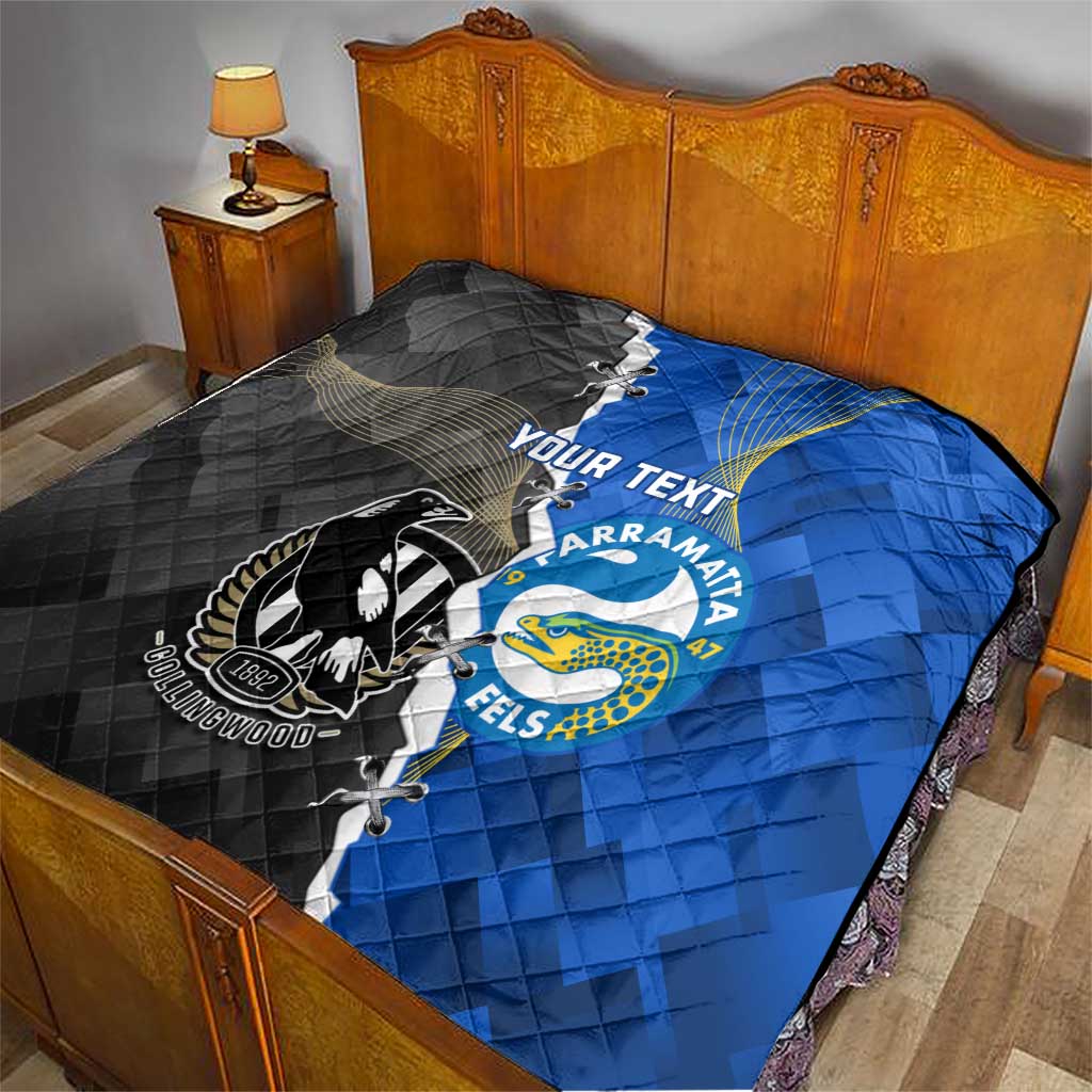 Custom Magpies Football And Eels Rugby Quilt Dynamic Style