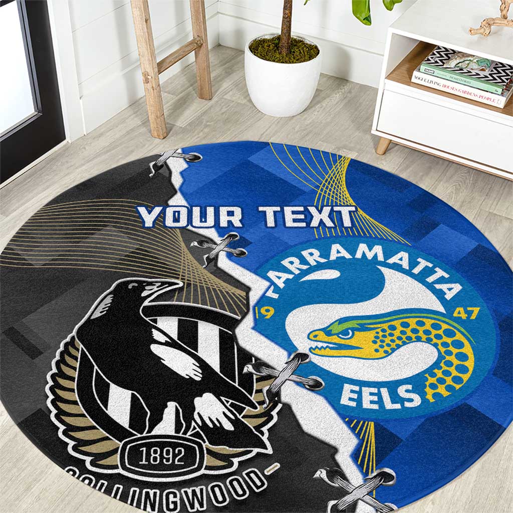 Custom Magpies Football And Eels Rugby Round Carpet Dynamic Style