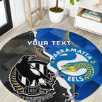 Custom Magpies Football And Eels Rugby Round Carpet Dynamic Style