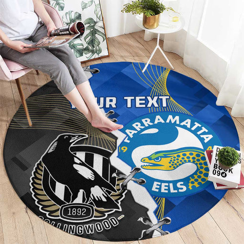Custom Magpies Football And Eels Rugby Round Carpet Dynamic Style