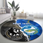 Custom Magpies Football And Eels Rugby Round Carpet Dynamic Style
