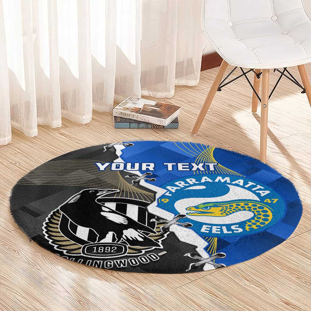 Custom Magpies Football And Eels Rugby Round Carpet Dynamic Style