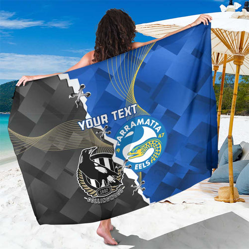 Custom Magpies Football And Eels Rugby Sarong Dynamic Style