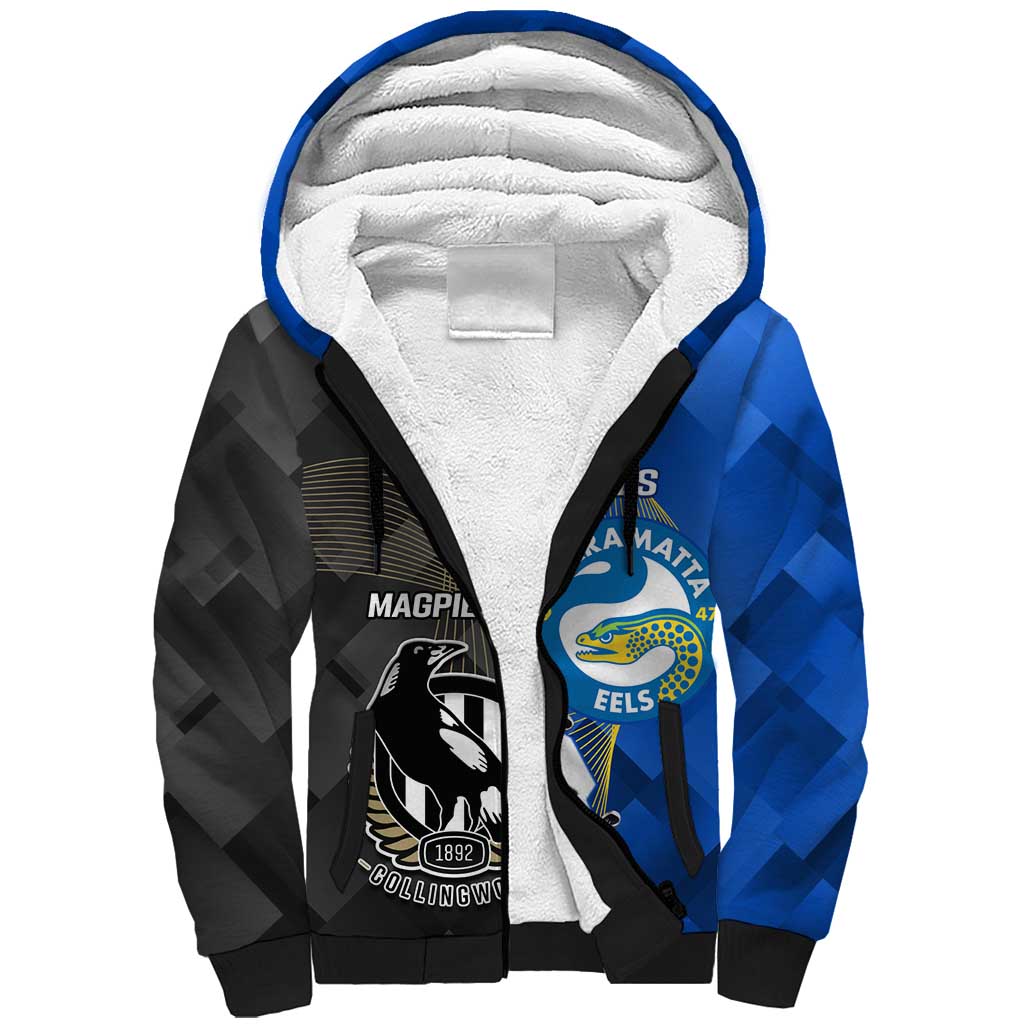 Custom Magpies Football And Eels Rugby Sherpa Hoodie Dynamic Style