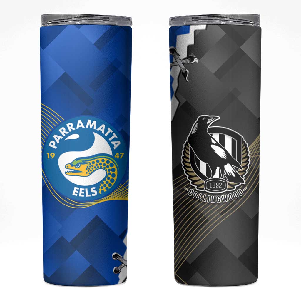 Custom Magpies Football And Eels Rugby Skinny Tumbler Dynamic Style