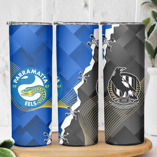 Custom Magpies Football And Eels Rugby Skinny Tumbler Dynamic Style