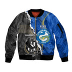 Custom Magpies Football And Eels Rugby Sleeve Zip Bomber Jacket Dynamic Style