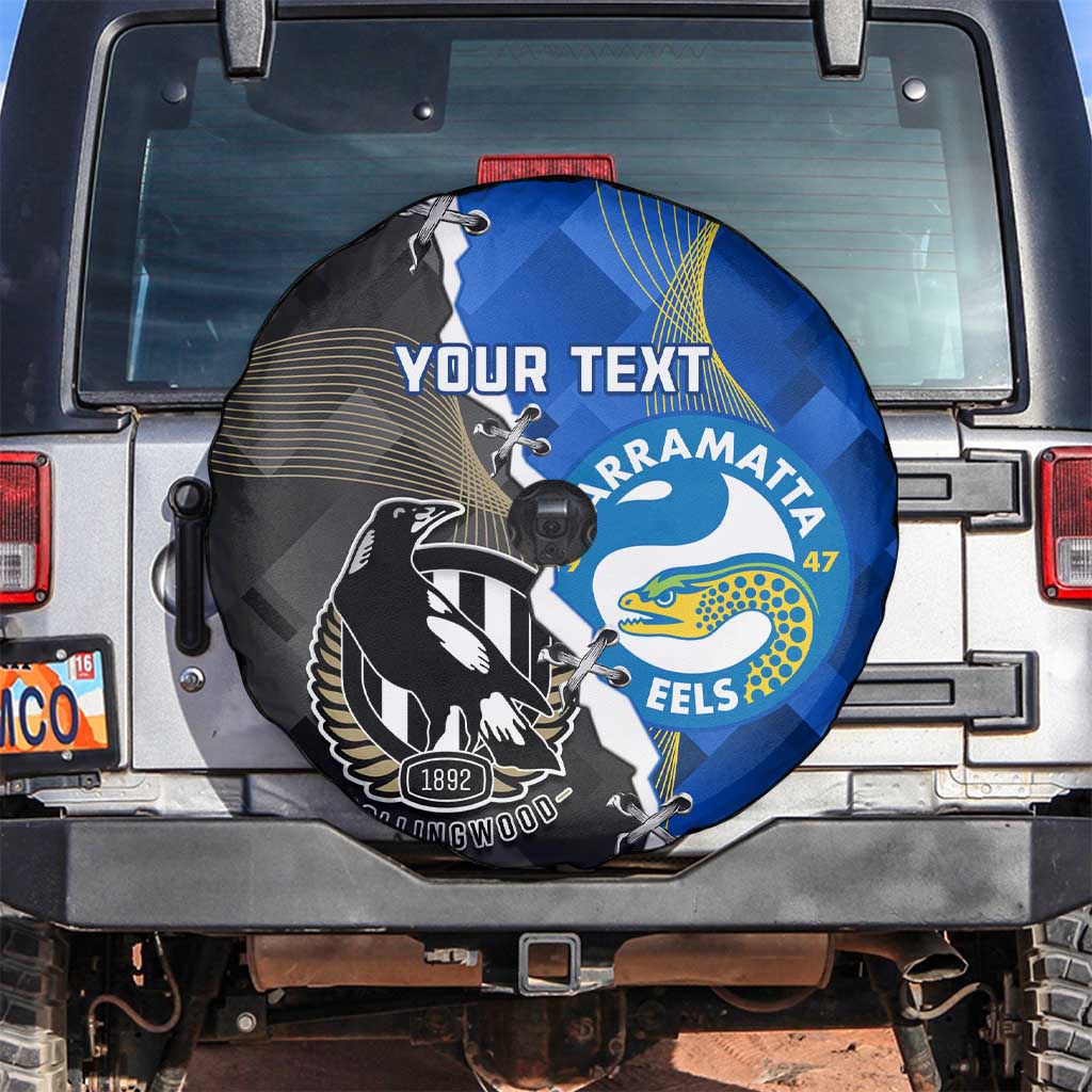 Custom Magpies Football And Eels Rugby Spare Tire Cover Dynamic Style
