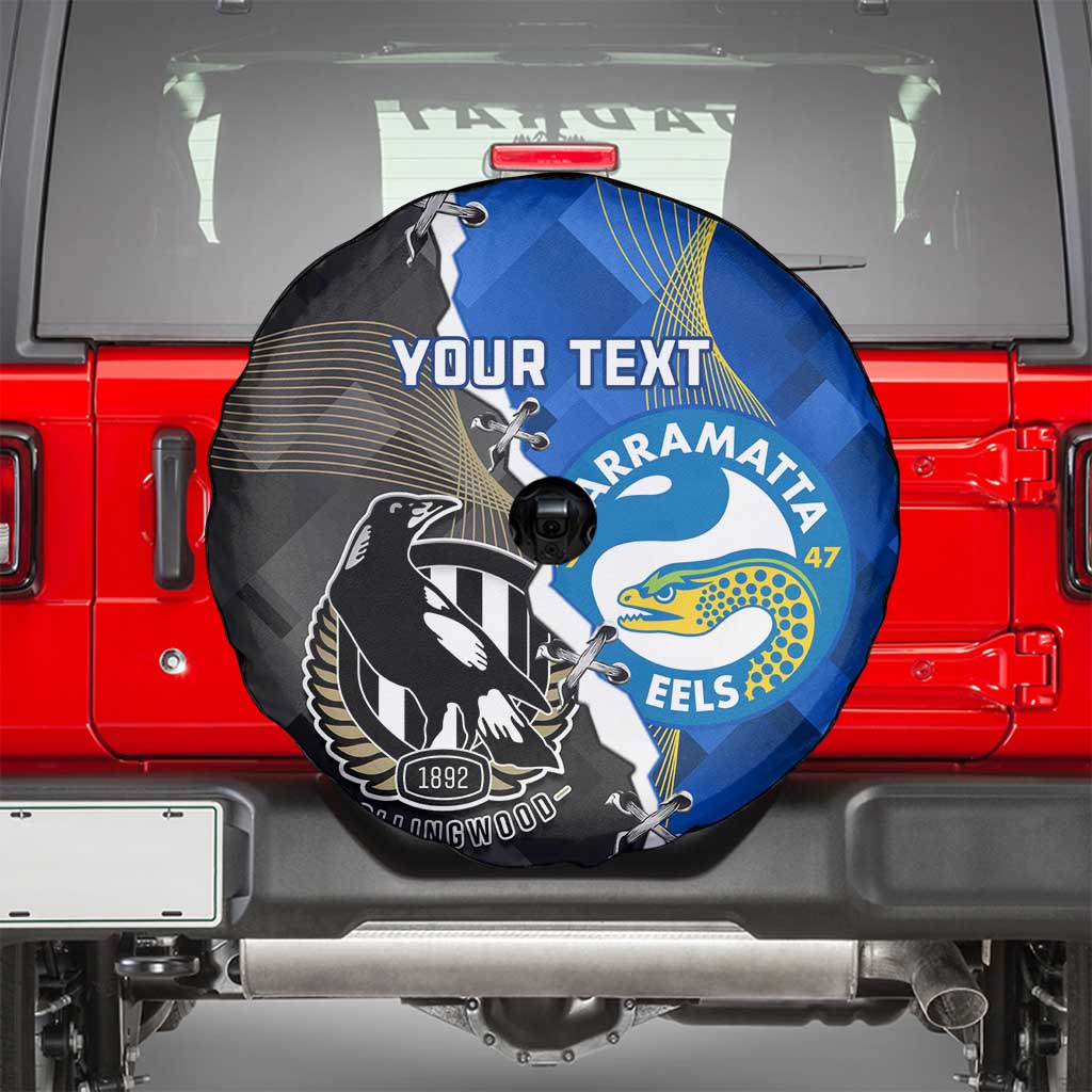 Custom Magpies Football And Eels Rugby Spare Tire Cover Dynamic Style