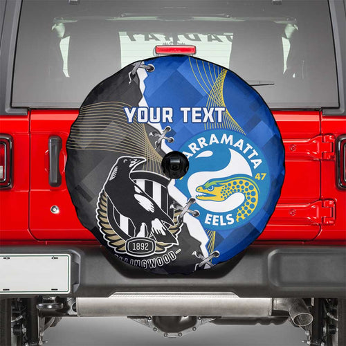 Custom Magpies Football And Eels Rugby Spare Tire Cover Dynamic Style