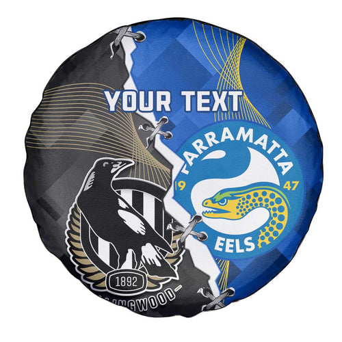 Custom Magpies Football And Eels Rugby Spare Tire Cover Dynamic Style