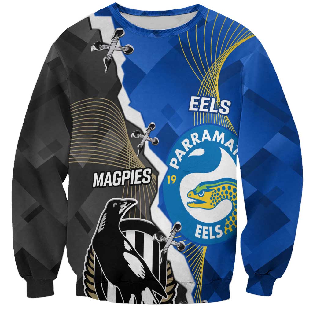 Custom Magpies Football And Eels Rugby Sweatshirt Dynamic Style