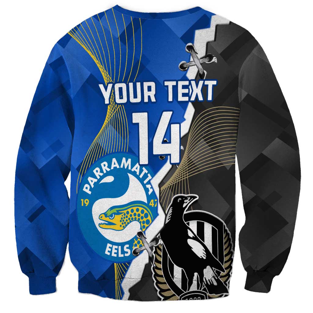 Custom Magpies Football And Eels Rugby Sweatshirt Dynamic Style
