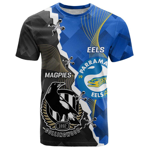 Custom Magpies Football And Eels Rugby T Shirt Dynamic Style