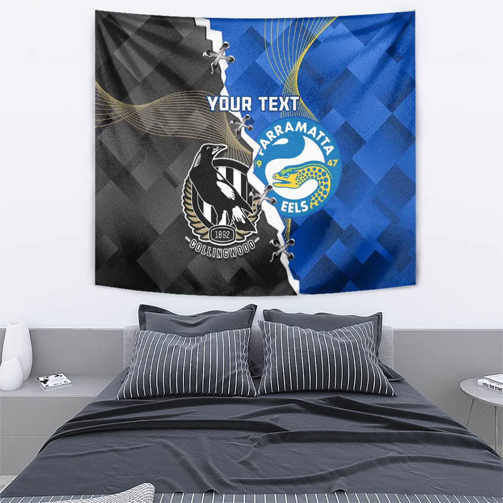 Custom Magpies Football And Eels Rugby Tapestry Dynamic Style