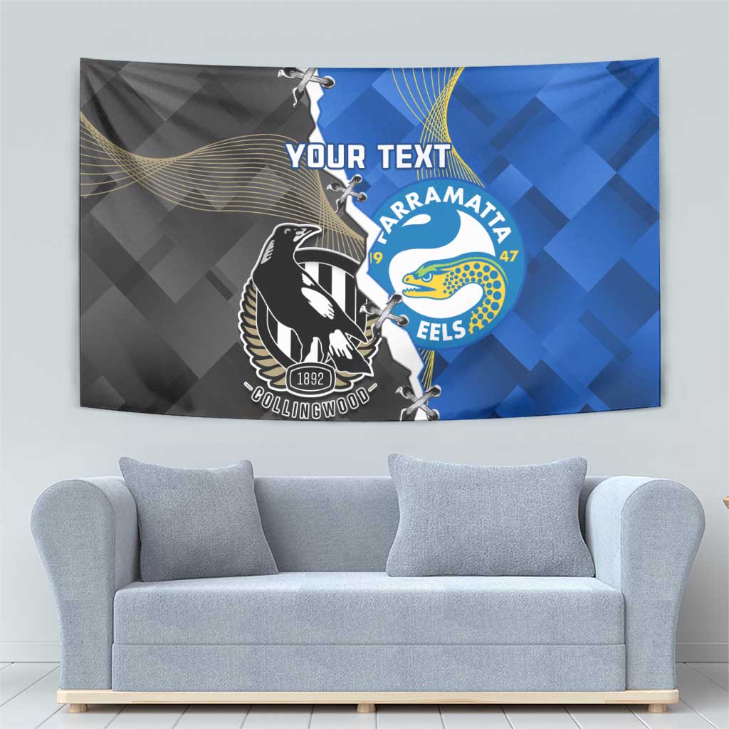 Custom Magpies Football And Eels Rugby Tapestry Dynamic Style
