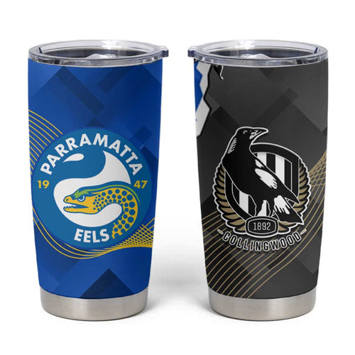 Custom Magpies Football And Eels Rugby Tumbler Cup Dynamic Style
