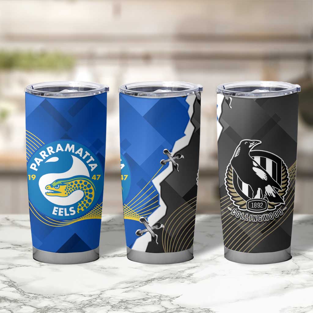 Custom Magpies Football And Eels Rugby Tumbler Cup Dynamic Style