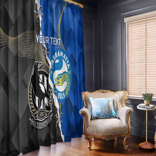 Custom Magpies Football And Eels Rugby Window Curtain Dynamic Style
