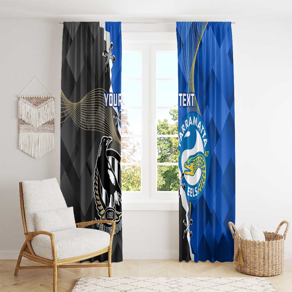 Custom Magpies Football And Eels Rugby Window Curtain Dynamic Style