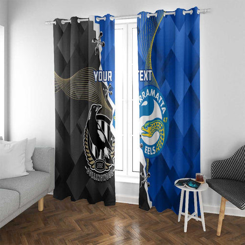 Custom Magpies Football And Eels Rugby Window Curtain Dynamic Style