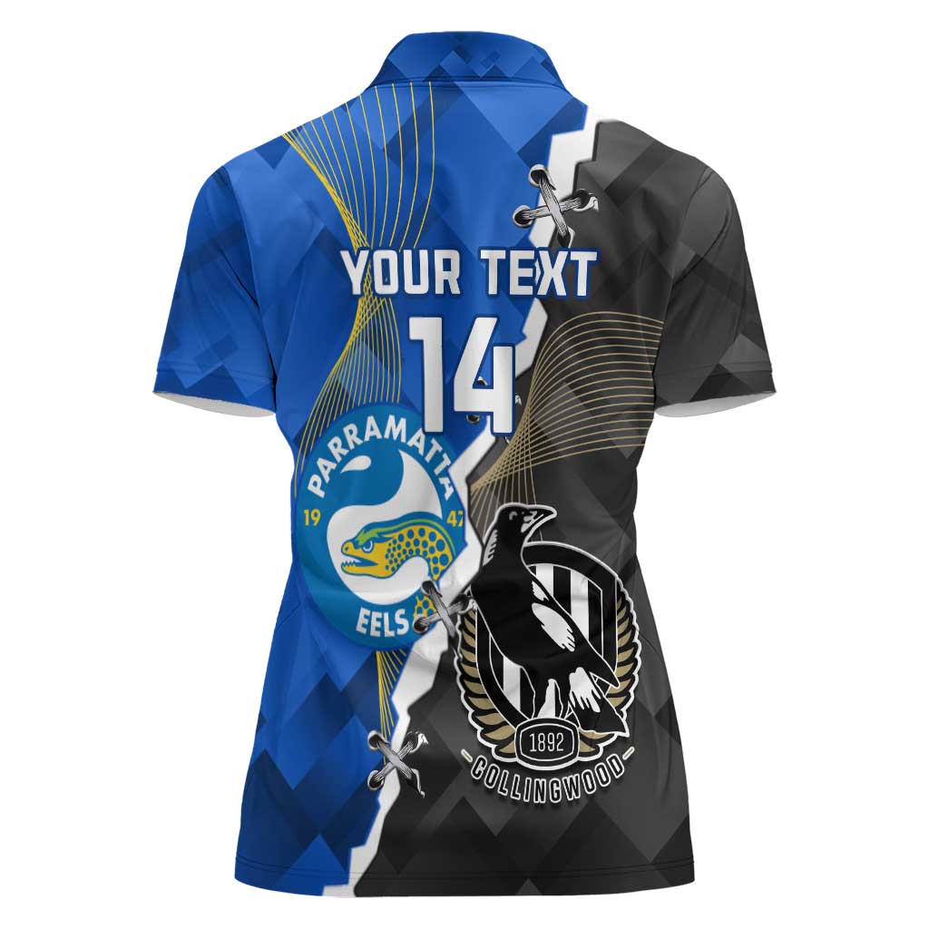 Custom Magpies Football And Eels Rugby Women Polo Shirt Dynamic Style