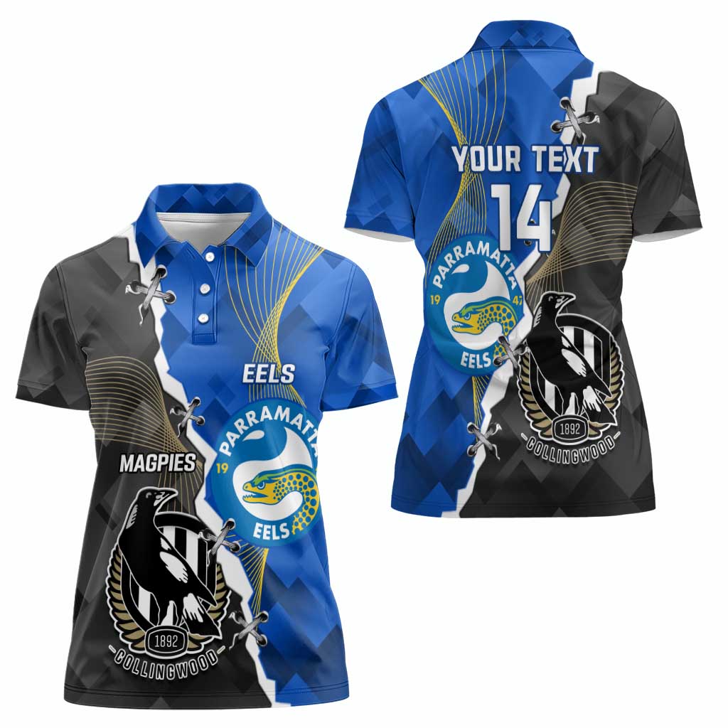 Custom Magpies Football And Eels Rugby Women Polo Shirt Dynamic Style