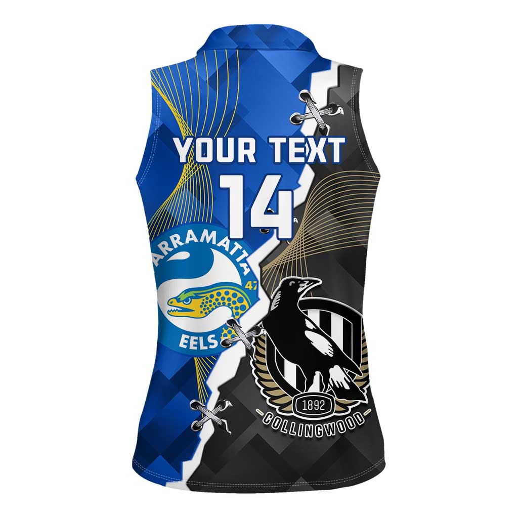 Custom Magpies Football And Eels Rugby Women Sleeveless Polo Shirt Dynamic Style