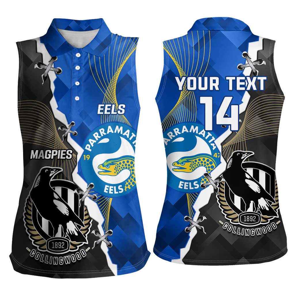 Custom Magpies Football And Eels Rugby Women Sleeveless Polo Shirt Dynamic Style