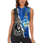 Custom Magpies Football And Eels Rugby Women Sleeveless Polo Shirt Dynamic Style
