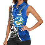 Custom Magpies Football And Eels Rugby Women Sleeveless Polo Shirt Dynamic Style