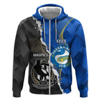 Custom Magpies Football And Eels Rugby Zip Hoodie Dynamic Style