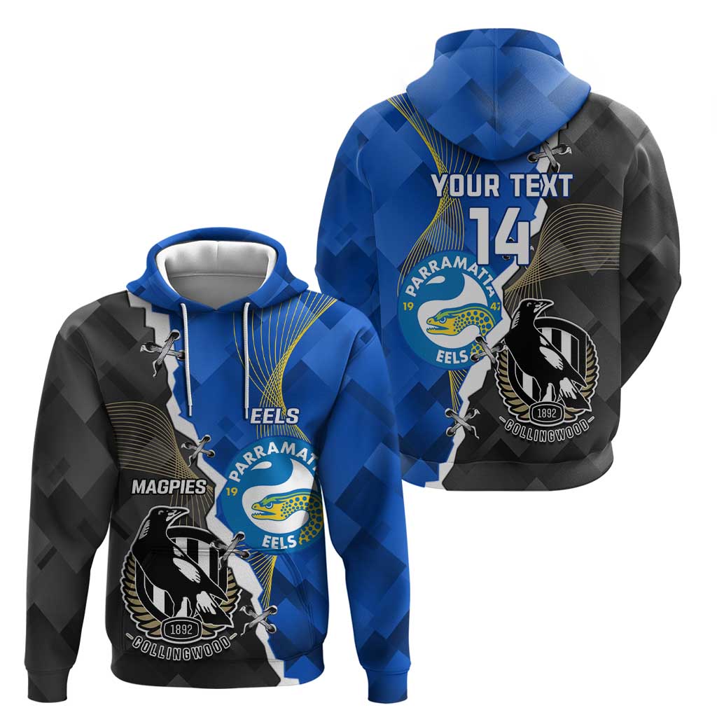 Custom Magpies Football And Eels Rugby Zip Hoodie Dynamic Style