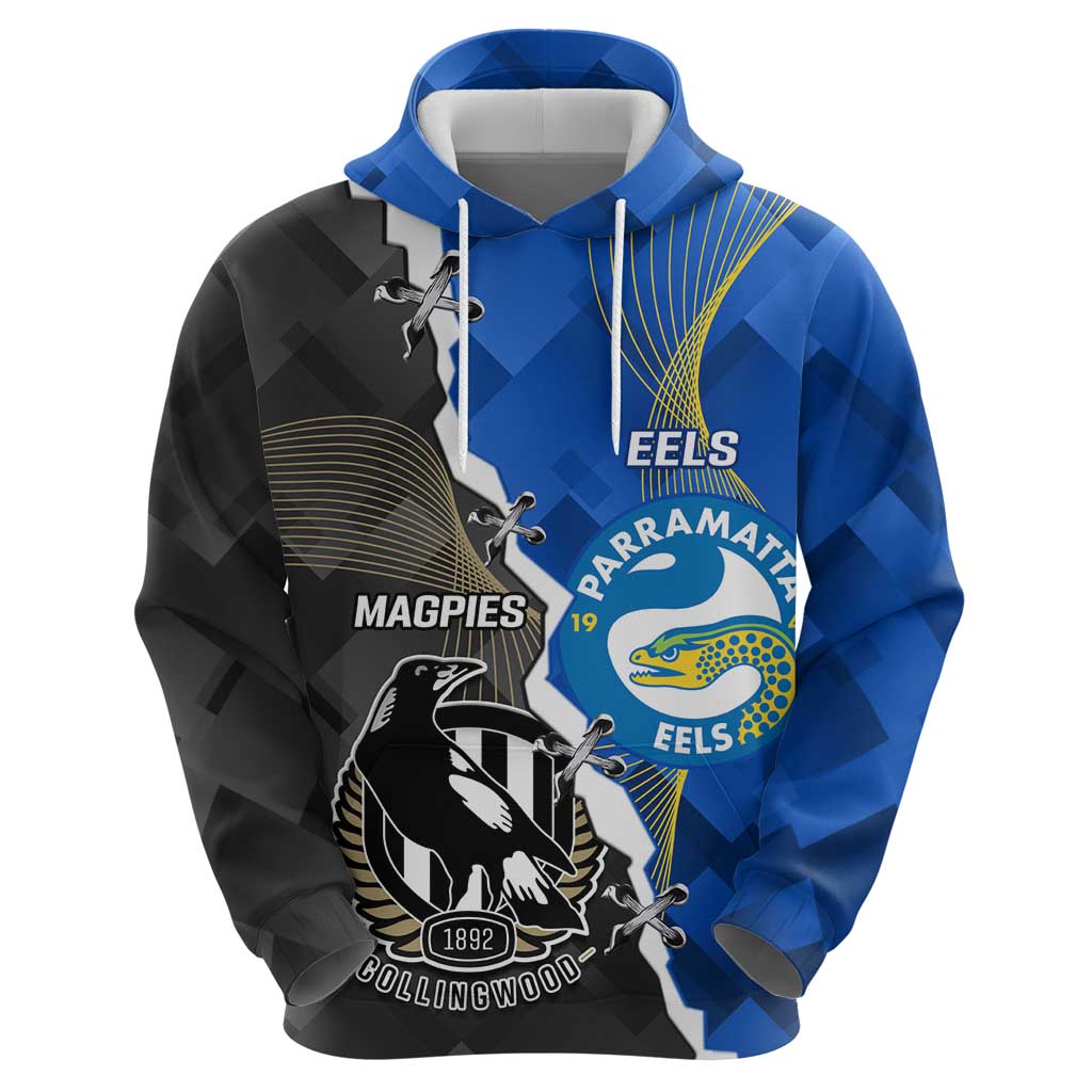 Custom Magpies Football And Eels Rugby Zip Hoodie Dynamic Style