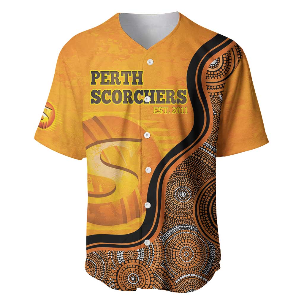 Custom Perth Scorchers Baseball Jersey Indigenous Art - Grunge Style