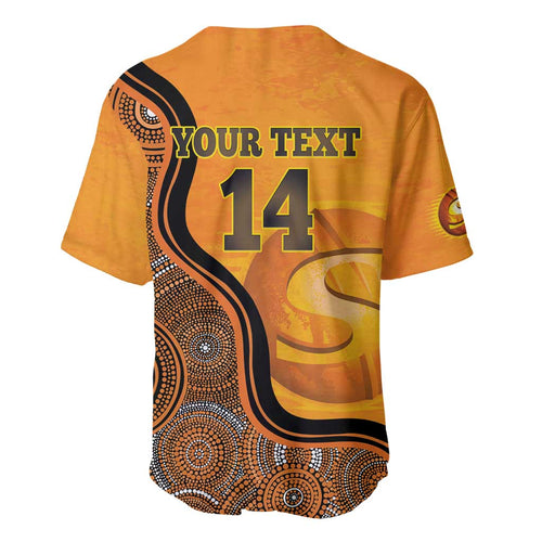 Custom Perth Scorchers Baseball Jersey Indigenous Art - Grunge Style